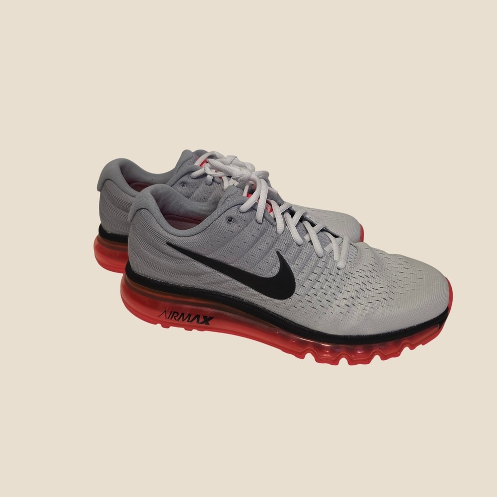 Nike Air Max 2017 Running Shoes Wolf Grey Bright Crimson 849559-106 Mens Size 9